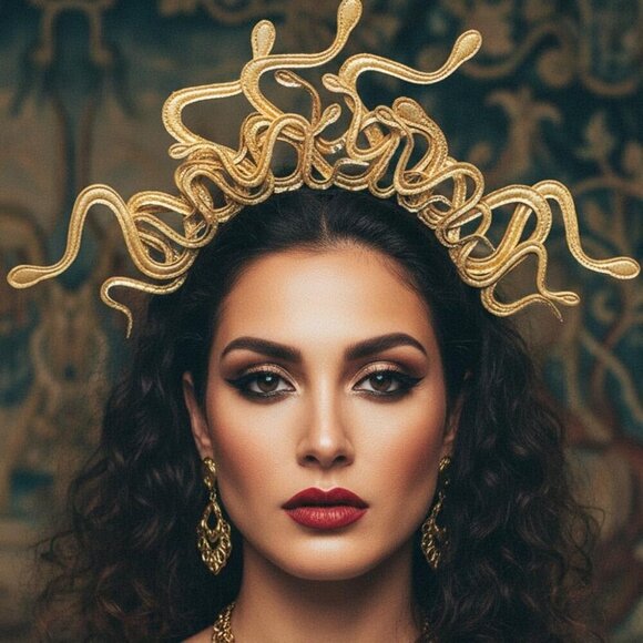 Accessories - Medusa Snake Headband Gold Goddess Hair Accessory for Halloween Raves Festivals